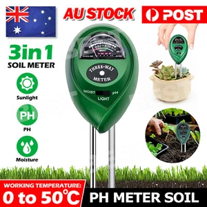 3 in 1 Soil PH Tester Water Moisture Test Meter Kit For Garden Plant Testing OZ - Picture 1 of 11