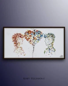 painting 55'' loving couple, gift for valentines day, love, original handmade - Picture 1 of 5