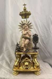 Bambino Gesu' Cristo re Bambinello Napoletano15x11x35 cm Ihs Cristo - Foto 1 di 12