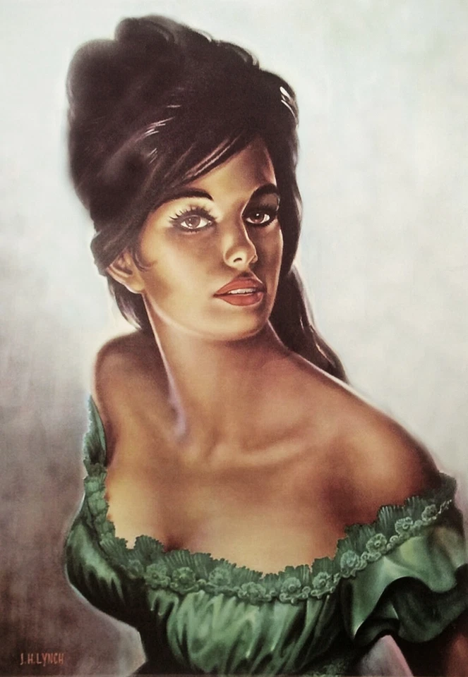 Tina in Green Dress by JH Lynch Tretchikoff Era - Vintage Art Print - A4 A3 - Image 1 of 1
