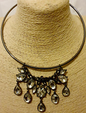 Grey Collar Fashion Statement Crystal Diamante Rhinestone Pendant Necklace