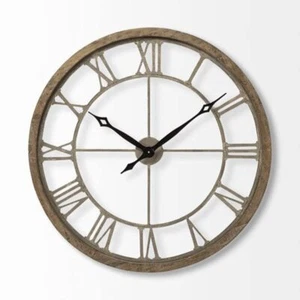 32 Circle Brown Metal Skeleton Wall Clock - Picture 1 of 5