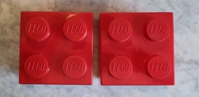 2 Red Lego 4003 Storage Brick 5 x 5 Storage Cube 4 Stud Case Container 853234 (Y - Image 1 of 3
