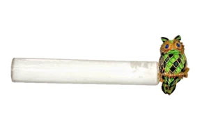 Vintage Magnifying Glass Reading Ruler Owl Brass/Bronze Enamel Gilded Handle - Picture 1 of 12