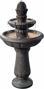 Deluxe Pineapple Pedestal 2 Tiered Floor Waterfall Fountain with Pump for Outdoo - Picture 1 of 6