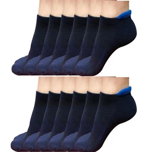 Lot 1-12 Mens Low Cut Ankle Cotton Athletic Cushion Sport Running Socks Blue 12 - Picture 1 of 18