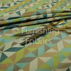  Furnishing Fabrics Geometric Pattern Green Colour For Sofa Curtains Upholstery - Picture 1 of 5