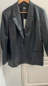 ZARA BLAZER OVERSIZE PIEL SINTÉTICA NEGRO XL REF.1255/723 - Imagen 1 de 8