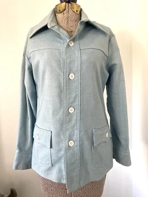 RARE VTG 1970s LEVIS Youth LIGHT BLUE Western Jacket WHITE TAB 34 COTTON CANVAS - Image 1 of 4