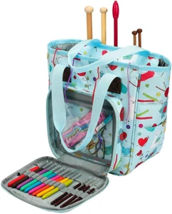 Knitting Bag Yarn Storage Organizer, Portable Knitting Tote Basket Yarn Bags for - Picture 1 of 12