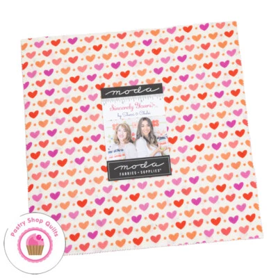 Moda SINCERELY YOURS Sherri & Chelsi LAYER CAKE 42 10" Squares Quilt Fab Hearts  - Image 1 of 4