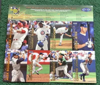DEREK JETER - McGWIRE - SOSA - 1999 FLEER TRADITION DIAMOND SKILLS 8 CARD SHEET - Image 1 of 4
