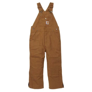 NWT Carhartt Youth Loose Fit Canvas Insulated Bib Overalls 12 Brown 8625 - Picture 1 of 15
