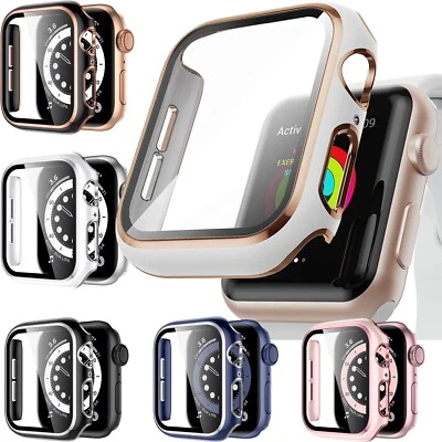 For Apple Watch Series 7 6 5 4 3 2 SE Tempered Glass Screen Protector Case Cover - Image 1 of 4