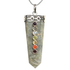 CHARGED 7 Chakra Labradorite Pendant + 20" 20" Stainless Steel Chain & Charger - Picture 1 of 9