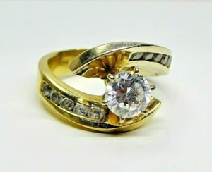 Precioso ANILLO DE COMPROMISO OJO HORUS ORO AMARILLO 14K sólido talla 6 mujer - Imagen 1 de 11