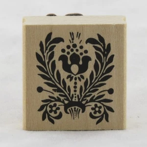 Tulip Folk Flower Flourish Wood Mounted Rubber Stamp Martha Stewart NEW country - Picture 1 of 1