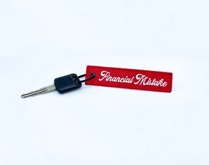 Financial Mistake Jet Tag Keychain | Red | JDM Meme Funny Racing Motorcycle - Picture 1 of 7