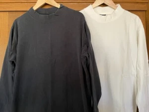 2 Cambridge Classics Men's 2XL 100% Cotton LS High Neck Shirts 1 Black & 1 White - Picture 1 of 12