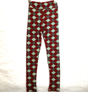 LuLaRoe leggings kids L/XL (sz 7-10) teal and white stripes on mauve NEW - Picture 1 of 4