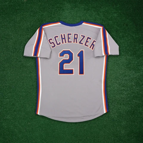 Max Scherzer 1988 New York Mets Grey Road Men's Cooperstown Throwback Jersey Cover