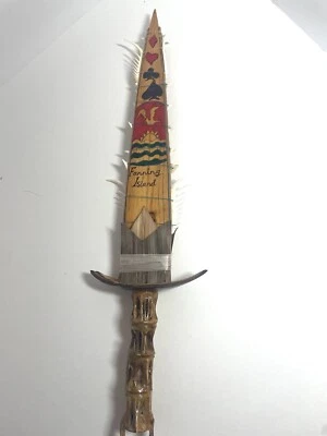 Большой военный нож Fanning Island Bone Sharks с зубами высоко украшенный - Изображение 1 из 4