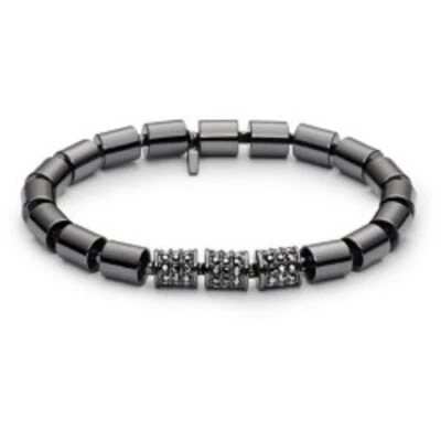 Pulsera elástica FOSSIL gris negro con cuentas de hematita pavé Foto 1 de 4