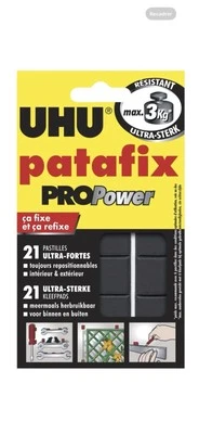 Set 21 Pastilles Adhésives Prédécoupées UHU Patafix Propower Pâte à Fixer