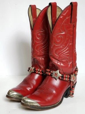 BOTAS VAQUERAS OCCIDENTALES VINTAGE ABILENE PARA MUJER 5.5 CUERO ROJO ROCKABILLY EE. UU. Foto 1 de 4