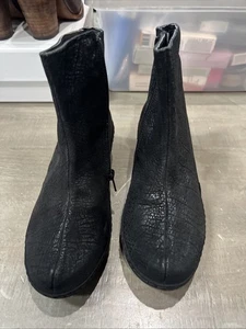 NAOT $230 Almería Botín Tacón Negro Cuero Craquelado Cremallera Lateral UE 36/5 - Imagen 1 de 8