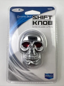 NEW Chrome Skull Red Eyes Gear Shift Knob Lever Column Floor Shifter - Universal - Picture 1 of 8