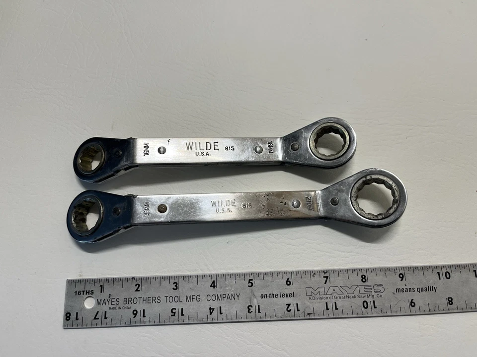 Wilde Off Set Llaves de extremo de caja de trinquete 2 piezas 16 mm 18 mm y 19 mm 21 mm EE. UU. Foto 1 de 4