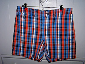 Jones New York Sport Stretch Damengröße 12 orange blau karierte Shorts - Bild 1 von 2