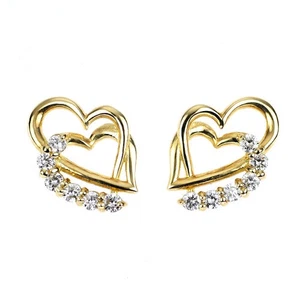 Pendientes de diamantes corazón K18YG 0,26ct - Auténticos envío gratuito desde Japón - Auténticos SELBY_ - Imagen 1 de 3