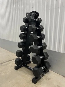Hex Dumbbells 2.5-15kg Set with Vertical Rack Stand Storage Dumbbell Weights Set - Picture 1 of 10
