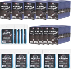 BCW 1000 Count Card Sleeve and Toploader Combo Pack- Premium Rigid PVC Toploader - Picture 1 of 5