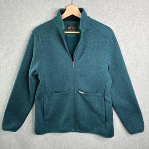 FIGS On Shift Sweater Knit Jacket Womens Large Teal Medical Nurse Zip Up Pockets - Picture 1 of 14