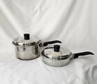 2 Lustre Craft 3 ply 18-8 Stainless Steel Sauce Pans & Lids 7 1/4 In & 3 Qt USA