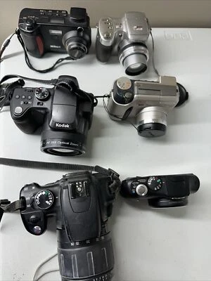 DIGITAL CAMERA LOT (6) ~ PARTS/REPAIR UNTESTED ~ CANON, KODAK OLYMPUS NIKON - Image 1 of 4