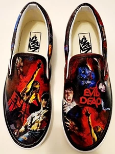VANS Vans Custom Shoes Horror Slip On Mens ANY size Halloween - Picture 1 of 5
