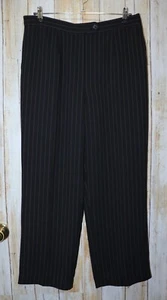 Womens Black Striped Covington Flat Front Dress Pants Size 16P excellent - Picture 1 of 2