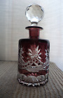Antique French Baccarat Overlay Crystal Perfume Bottle With Stopper 16 fl oz