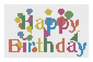 Happy Birthday Cross Stitch Card Kit or Pattern - by Florashell - Picture 1 of 1