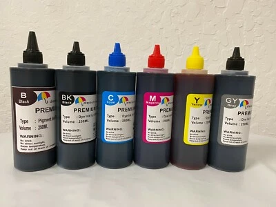 6 Colors T552 552 Dye Ink Refill Bottles for Ecotank ET-8500 ET-8550 6x250ml - Image 1 of 2