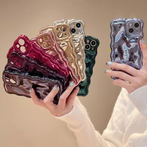 Plating Wavy Edge Meteorite Phone Case Candy Cover For iPhone 16 15 14 Pro Max - Picture 1 of 26
