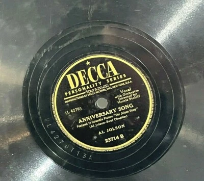 1946 Music Hall Al Jolson Avalon / Anniversary Song DECCA 78 RPM Foto 1 de 2