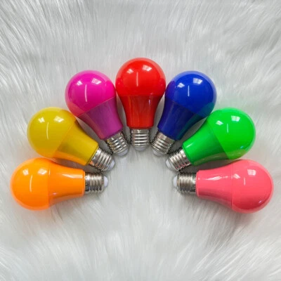 B22 E27 5W A60 Colorful LED Globe Bulbs 220V-240V for White Party Decor Lamps - Image 1 of 4