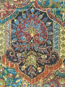 Vintage PAYNE Malago Boho Stoff Muster Rost Blau Grün Baumwolle 26"L x 27"B - Bild 1 von 15