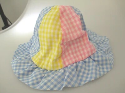 Sombrero de sol vintage de guinga para bebé hecho a mano  Foto 1 de 4