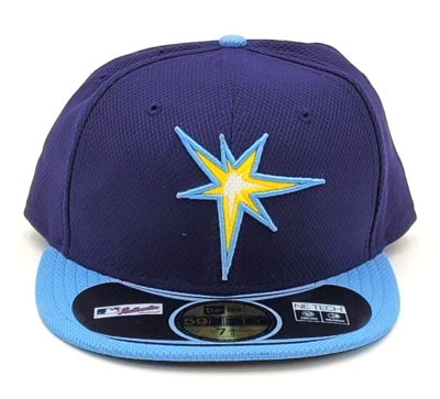 New Era 59Fifty Diamond Era Blue MLB Tampa Bay Rays Fitted Cap Hat Size 7 3/8 - Image 1 of 4